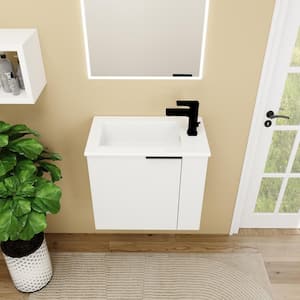 22 in. W x 13 in. D x 19.7 in. H Single Sink Floating Bath Vanity in White with White Ceramic Top