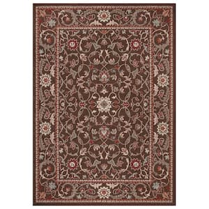 Chester Flora Brown 5 ft. x 7 ft. Area Rug