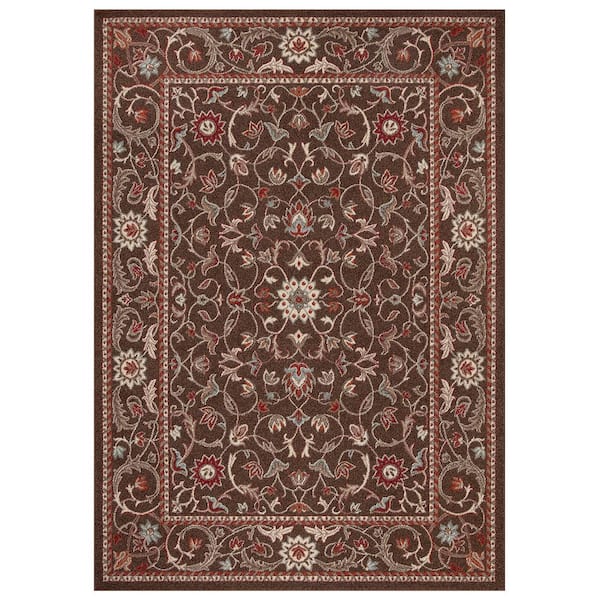 Concord Global Trading Chester Flora Brown 7 ft. x 9 ft. Area Rug
