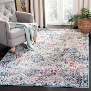 Madison Navy/Teal 4 ft. x 4 ft. Square Border Area Rug