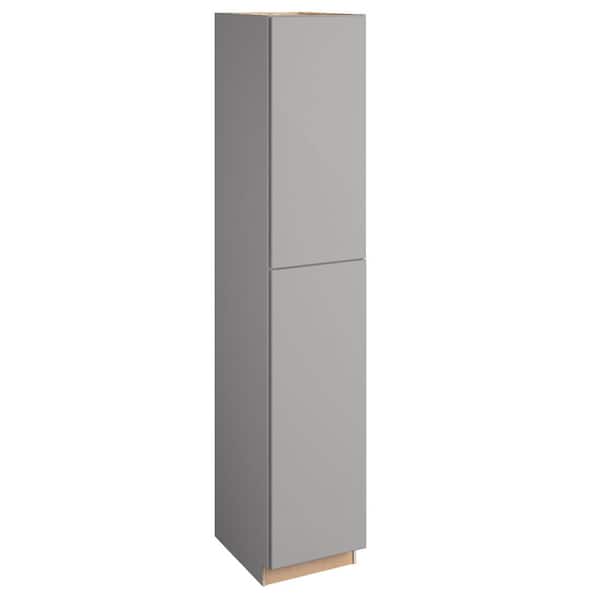 Home Decorators Collection Hargrove 18 in. W x 24 in. D x 90 in. H Assembled Plywood Pantry Kitchen Cabinet in Veiled Gray with Soft Close RH