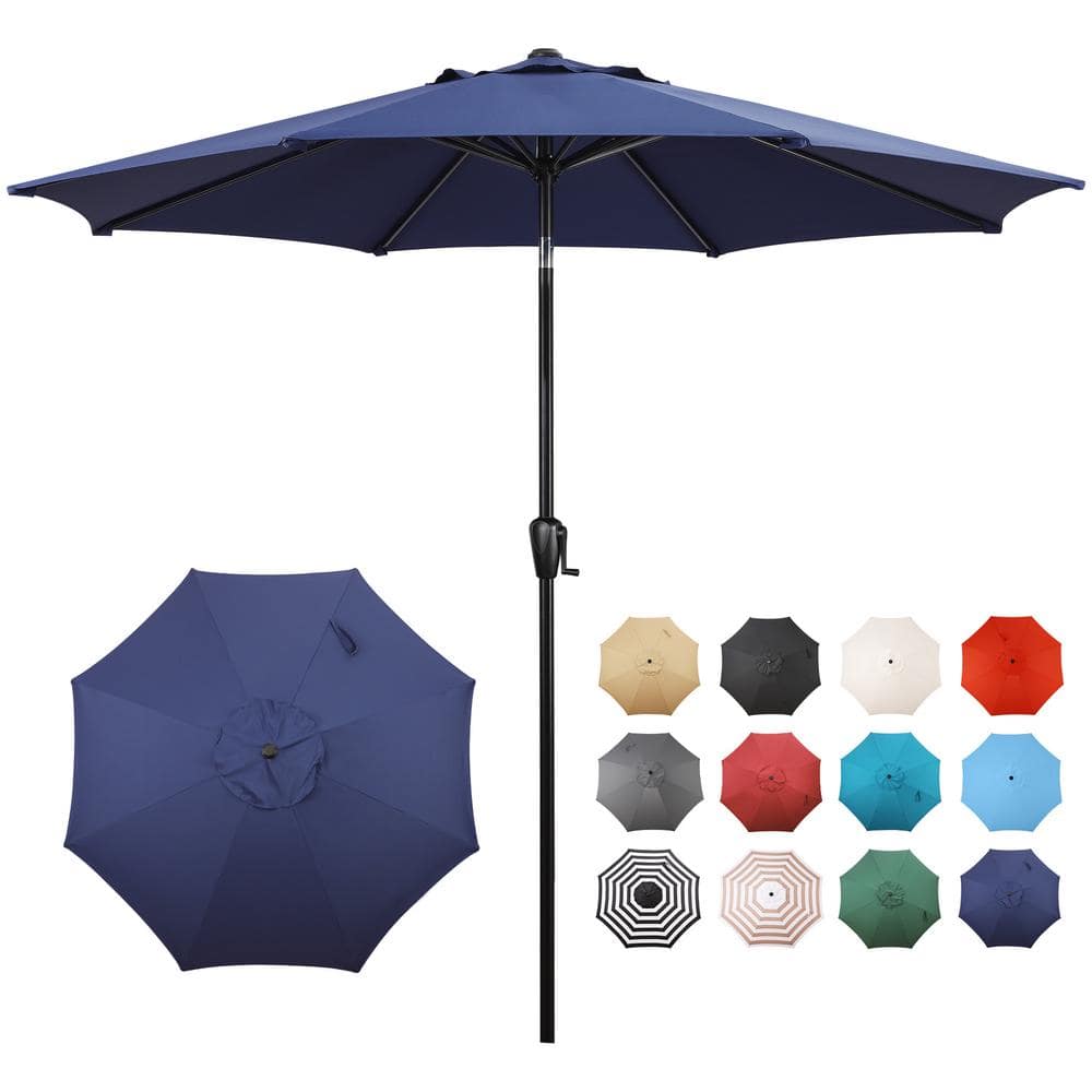 Sun-Ray 9 ft. Round 8-Rib Steel Market Umbrella in Navy