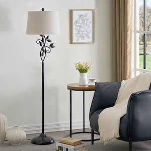 Chicago 59 " Black Traditional Metal Floor Lamp With White Shade