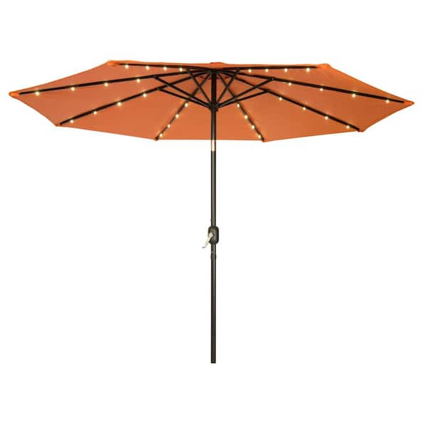 Trademark Innovations 9 ft. Deluxe Solar Powered LED Lighted Patio Market Umbrella (Orange)