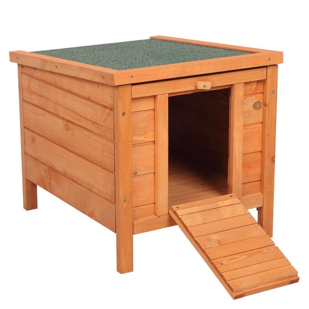 20 in. Wooden Waterproof Rabbit Hutch Pet Bunny Small Animal House Habitat Natural Wood Color