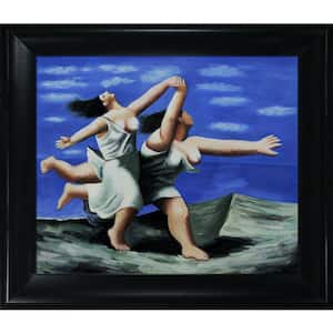 Two Women Running on the Beach by Pablo Picasso Black Matte King Framed People Oil Painting Art Print 27 in. x 31 in.