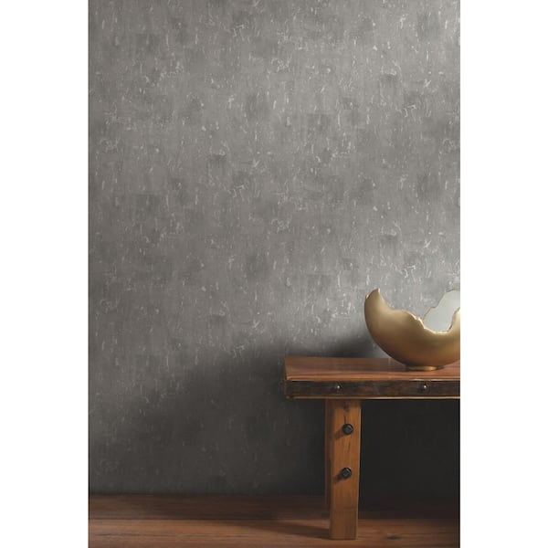 Black Metallic Tungsten Vinyl Wallpaper, 27 in. x 27 ft.