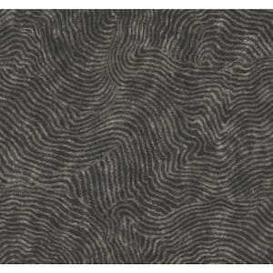 Black Modern Wood Metallic Non-pasted Non-Woven Paper Wallpaper