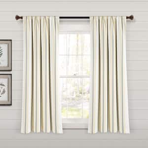 Farmhouse Stripe 42Wx63L Yarn Dyed Eco-Friendly Recycled Cotton Light Filtering Window Curtain Panels in Yellow/Gray Set