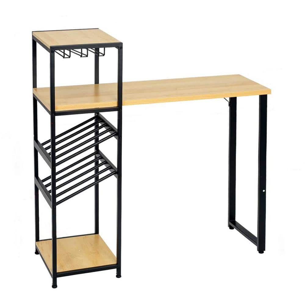 Espacioso Departamento Londres Siavonce 47.2 in. Black Steel Frame Material Bar Table with 3-Rows of Wine  Racks and 2-Layers of Bottle Racks Dining Table LY-YX-FXRD74-BK - The Home  Depot