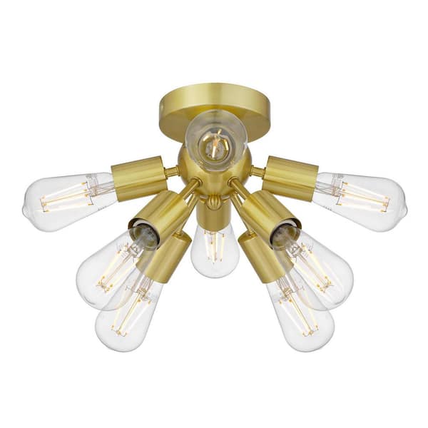 Edvivi 17 in. 8-Light Gold Brushed Brass Flush Mount Ceiling Light for Closet Bedroom Hallway