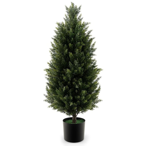 3 ft. Artificial Topiary Cedar Tree Realistic Moss in Pot