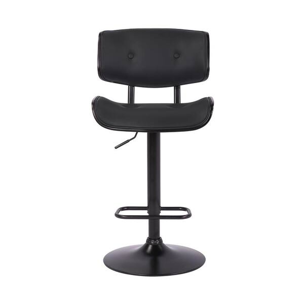 Adjustable Shop Stool with Backrest, Black