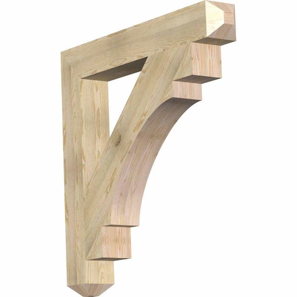 Ekena Millwork 6 in. x 44 in. x 44 in. Douglas Fir Merced Craftsman Rough Sawn Bracket