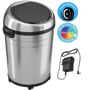 18 Gallon Stainless Steel Touchless Sensor Trash Can with Odor Control System and Removable Wheels, Extra-Large Capacity