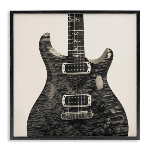 Stupell Industries Wave Patterned Guitar by Deborah Revell Black Framed Music Giclee Art Print 12 in. x 12 in.