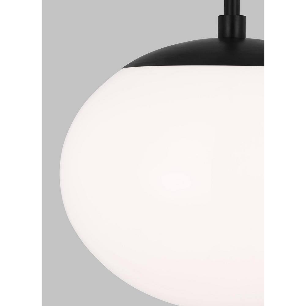 Aged Iron Globe Pendant with Milk White Glass Shade - 12"
