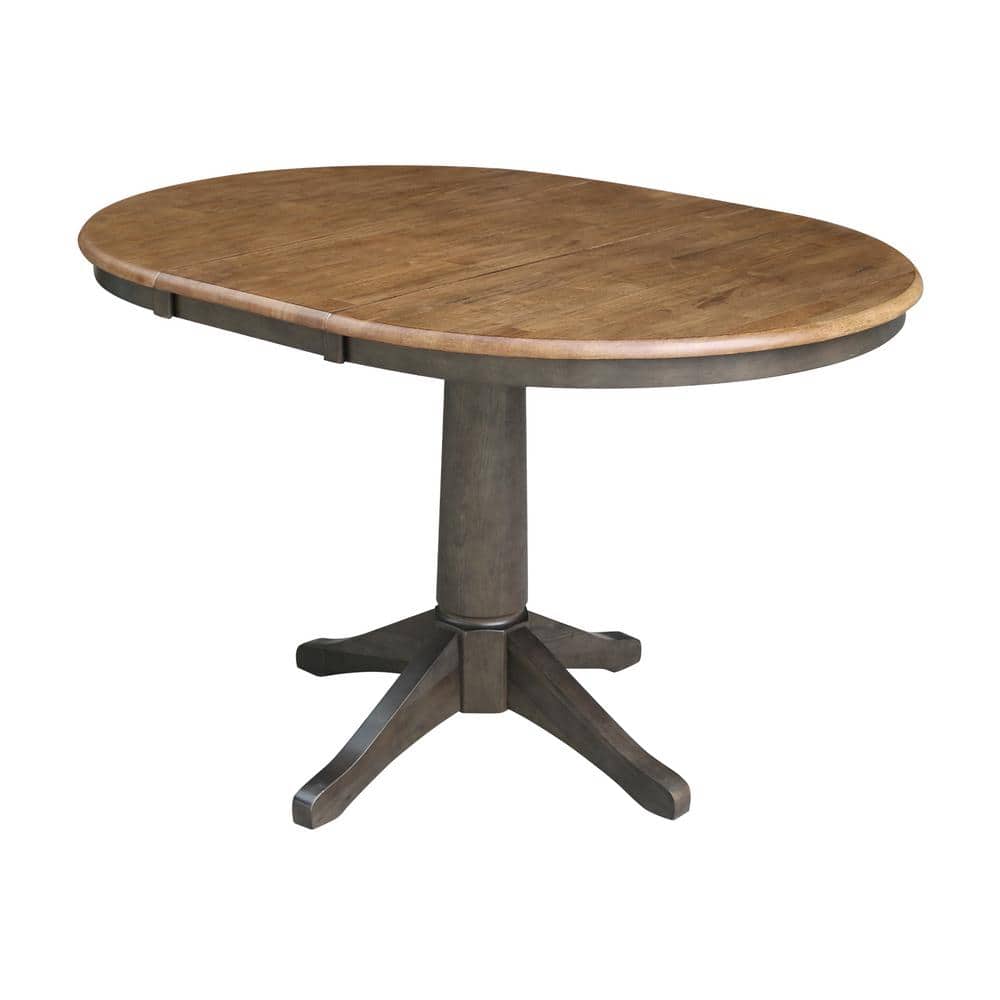 Hickory Top Extendable Round Dining Table in Washed Coal