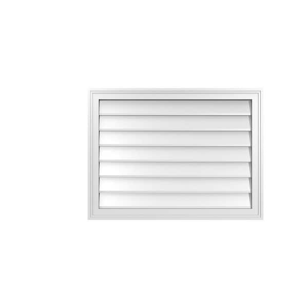 Ekena Millwork 32 in. x 24 in. Vertical Surface Mount PVC Gable Vent: Decorative with Brickmould Frame