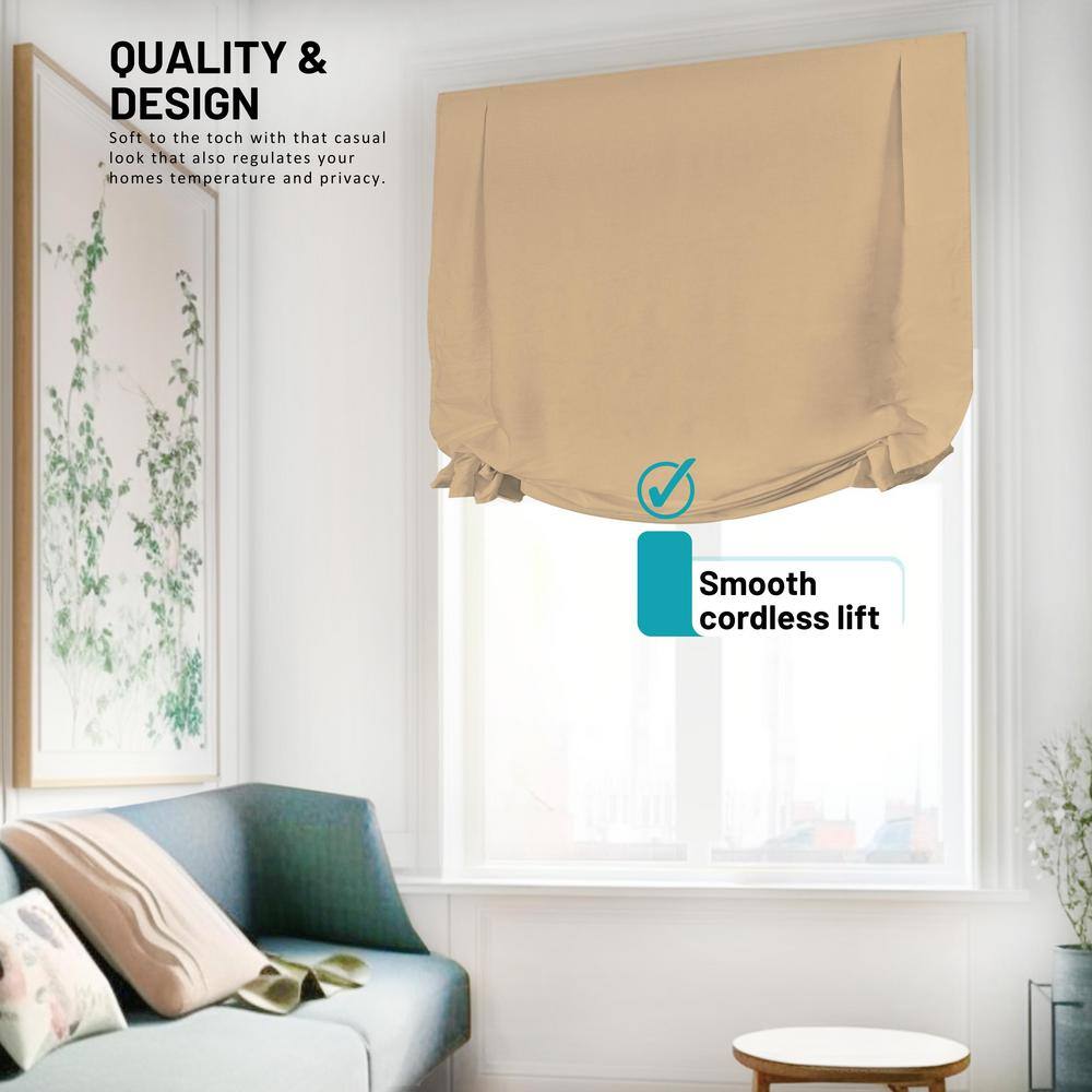 Khaki Cordless Fabric Roman Shades 35"W x 64"H