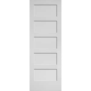 28 in. x 80 in. MDF Series Smooth 5-Panel Equal Solid Core Primed Composite Interior Door Slab