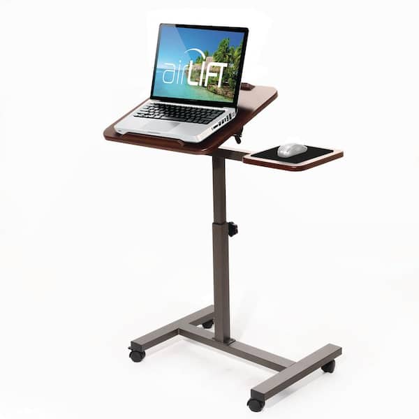 Seville Classics 26 in. Rectangular Walnut/Gray Laptop Desks with Adjustable Height