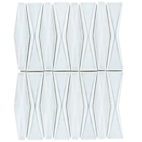 Ivy Hill Tile Delphi Harlequin Arctic Blue 3 in. x 0.63 in. Crackled Glass Mosaic Tile Sample