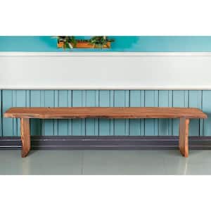 85 in. Brown Solid Wood Live Edge Dining Bench