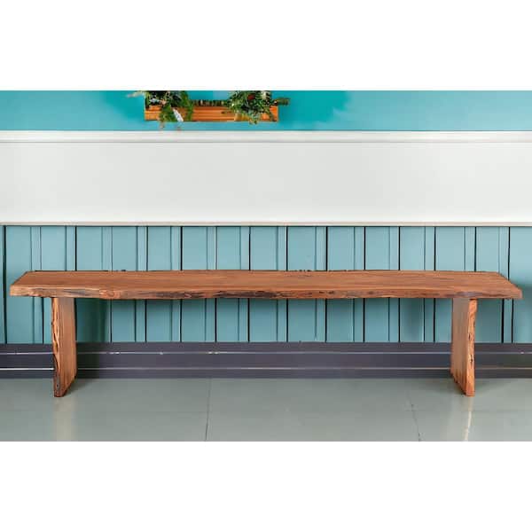 HomeRoots 85 in. Brown Solid Wood Live Edge Dining Bench
