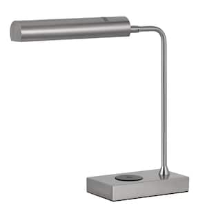 17.5 in. H Brushed Steel Metal Desk Lamp