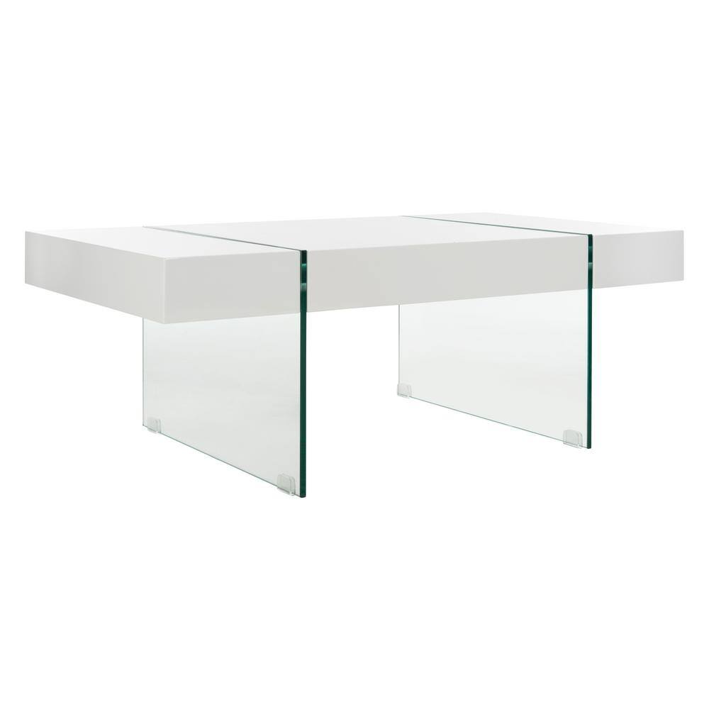 Jacob White Rectangular Glass Leg Modern Coffee Table