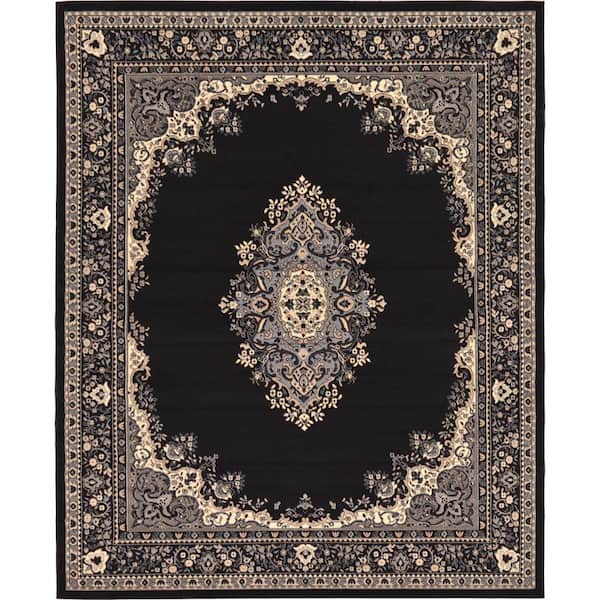 Unique Loom Reza Washington Black 8' 0 x 10' 0 Area Rug