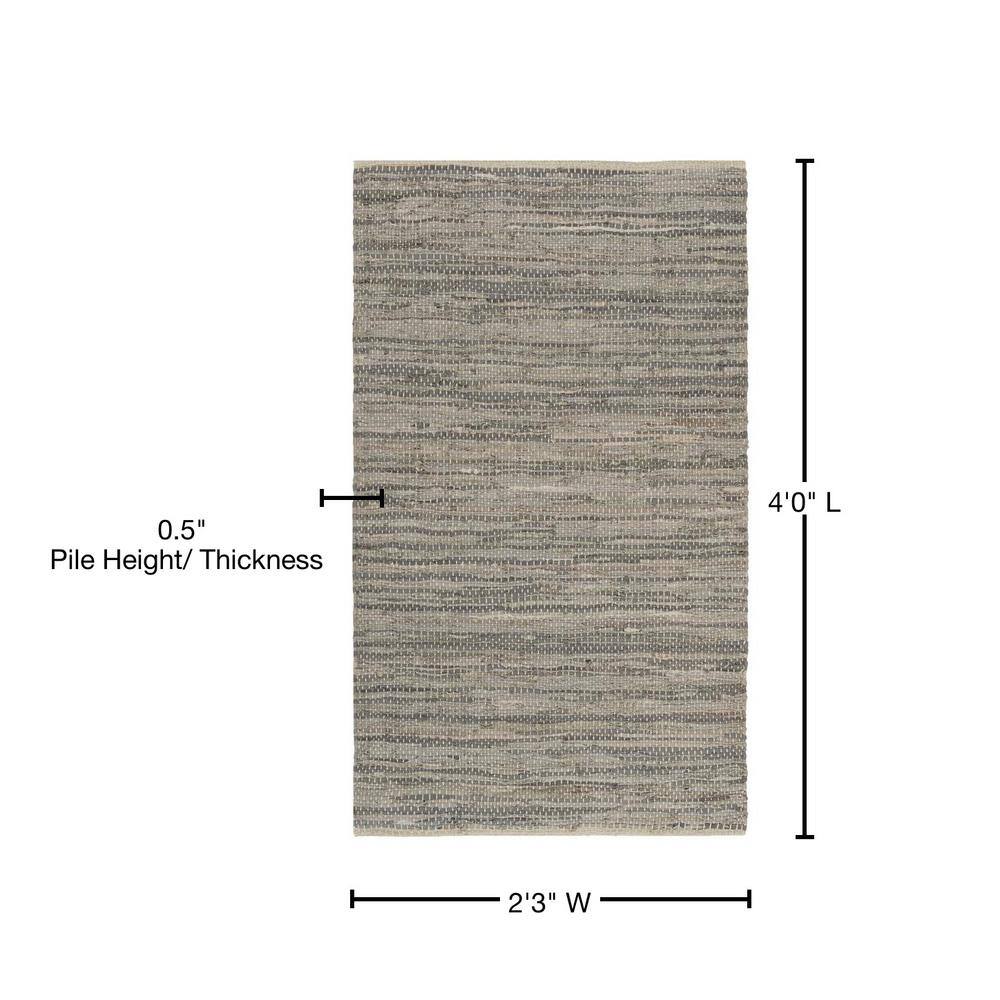 Gray Handmade Flat Woven Cowhide Area Rug