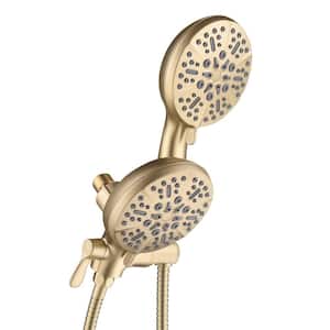5-Spray Patterns 5 in. Wall Mount Dual Shower Heads and Handheld Shower Head in Brushed Gold