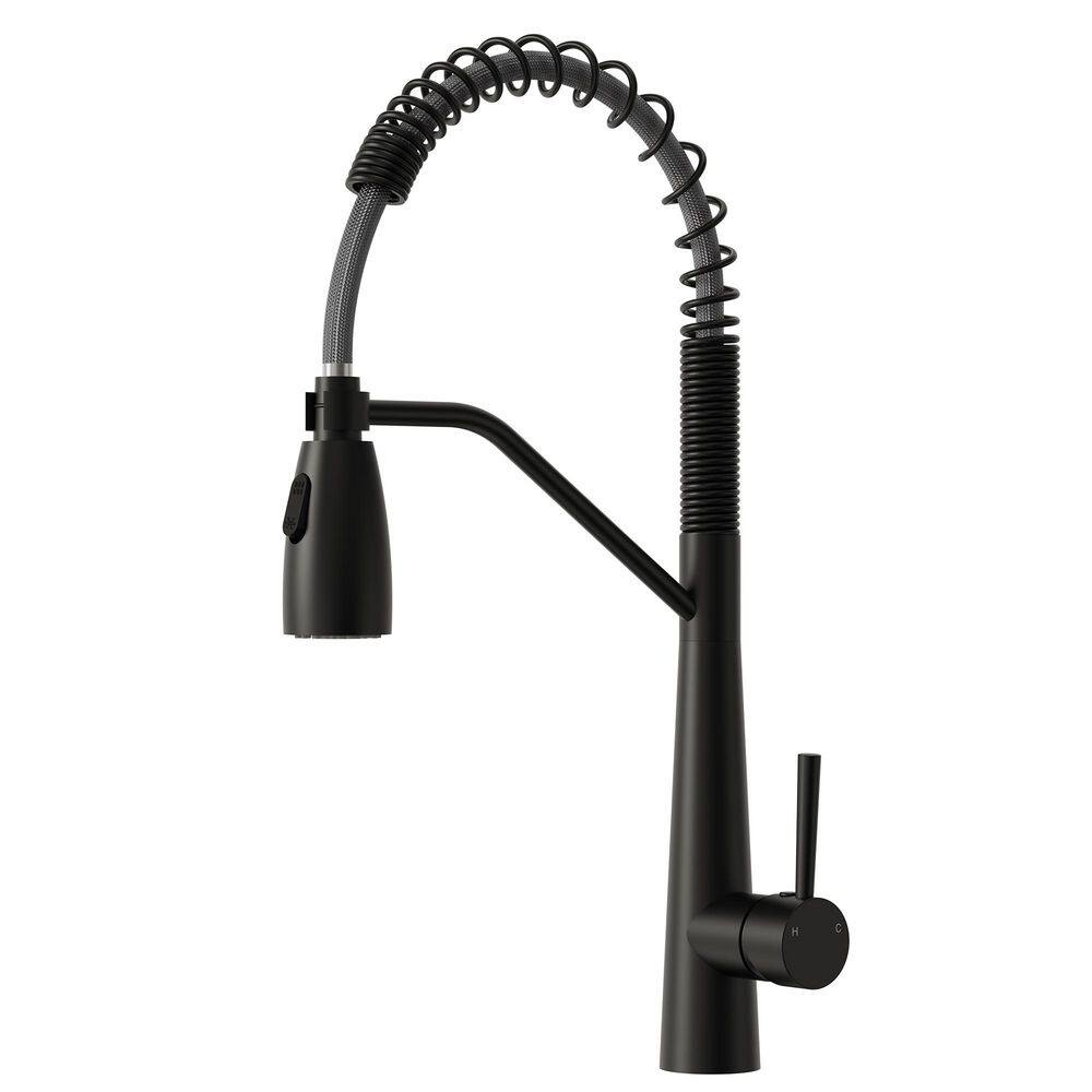 20 in. H Commercial Style Single Handle Pull Down Sprayer Kitchen Faucet with 360° Swivel Spout in Matte Black price history on PriceWatchPro