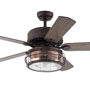 Bobet 52 in. Indoor Bronze Finish Remote Controlled Ceiling Fan with Light Kit