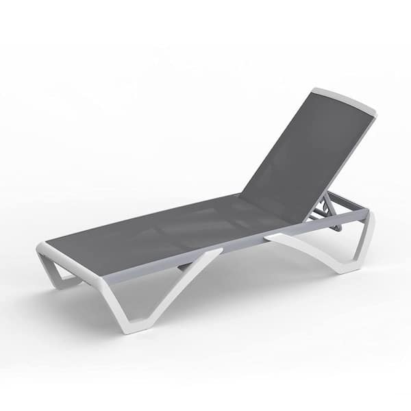 Sudzendf Aluminum Polypropylene Outdoor Lounge Chair with Adjustable Backrest in Gray