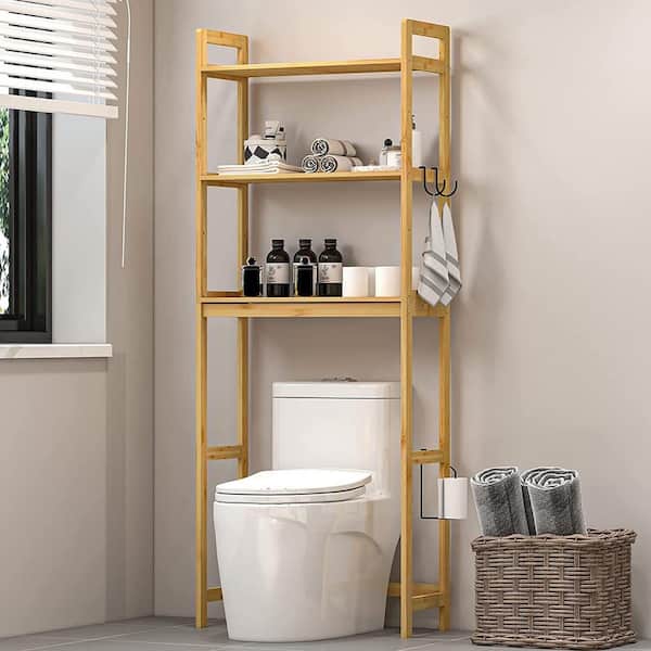 Elephance Adjustable Bamboo Bathroom Shelf Over Toilet 3-Tier