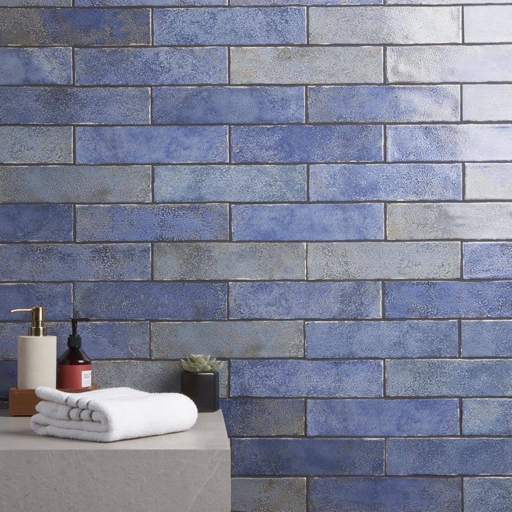 Vandalay Polished Blue 3x12 Subway Tile for Wall and Bath