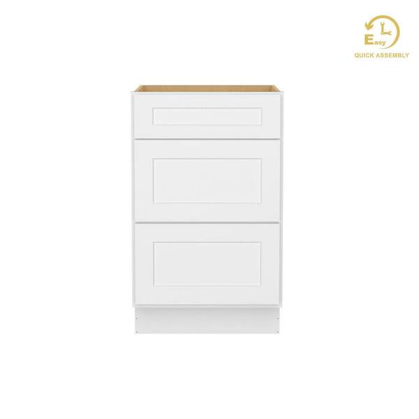 Shaker Ready To Assemble 21 in. W x 34.5 in. H x 24 in. D Plywood Drawer Base Kitchen Cabinet in Denver White