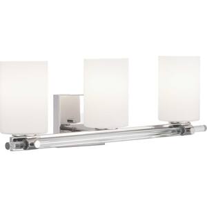 Lisbon Collection 3-Light Polished Nickel Etched Opal Glass Luxe Bath Vanity Light