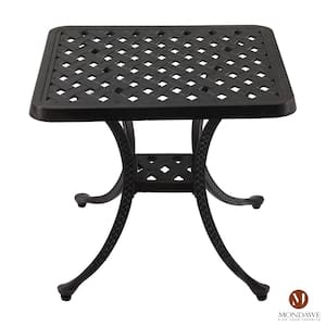 Black Square Aluminium Cast Bronze Frame Outdoor Dining Bistro Table Patio Side Table