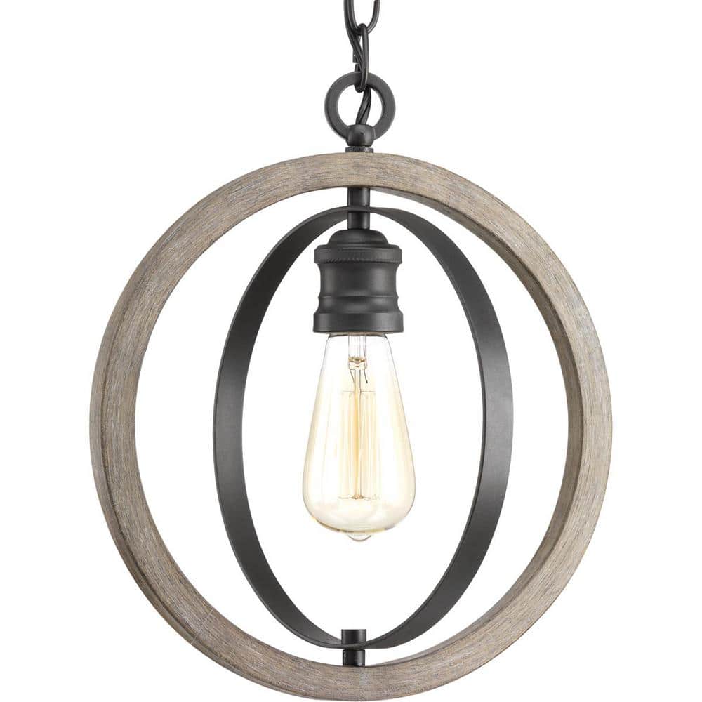 Graphite and Galvanized Steel Mini Pendant Light with Armillary Frame