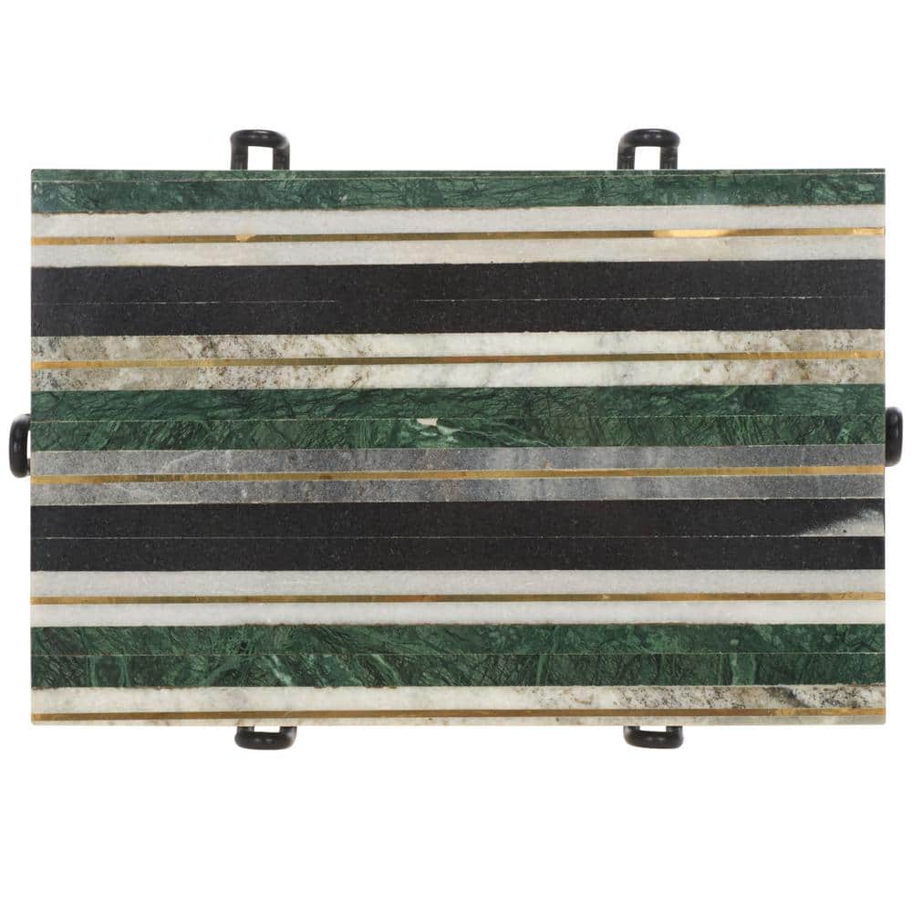 Marlin 21" Multi Marble and Black Metal Side Table