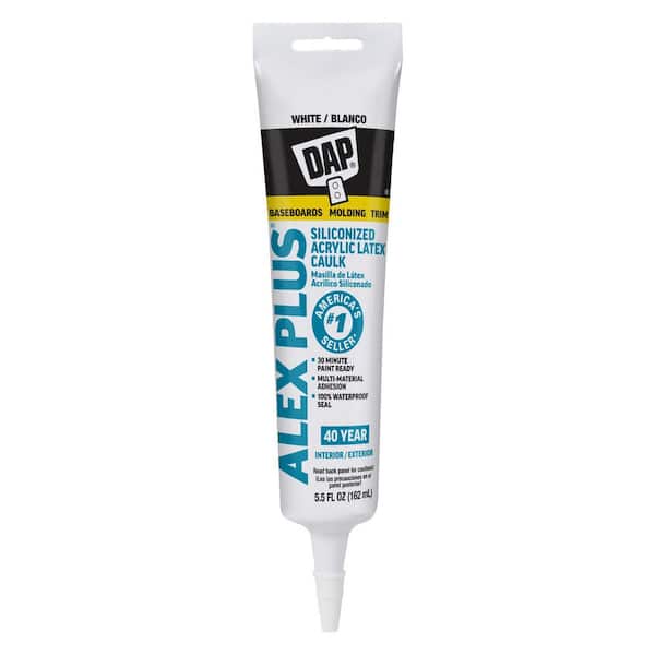 Alex Plus 5.5 oz. White Acrylic Latex Caulk Plus Silicone (12-Pack)