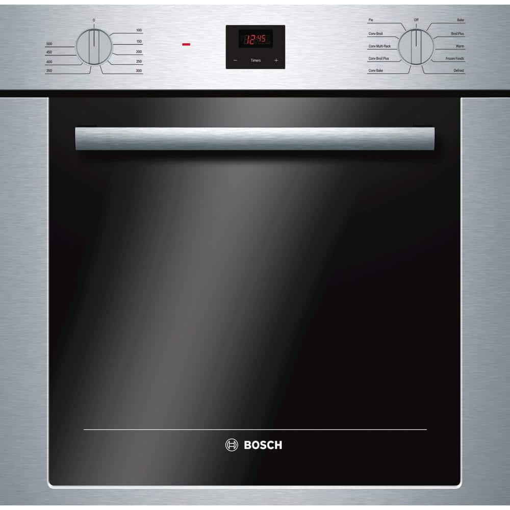 Bosch 500 Series 24 in. Built-In Single Electric Wall Oven with European Convection and Dual Clean in Stainless Steel, Silver