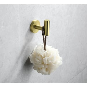 4-Pieces J-Hook Robe/Towel Hook in Stainless Steel Brushed Gold