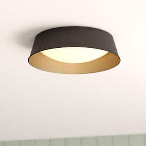 Beacon Hill 13-in W Integrated LED Matte Black and Satin Gold Contemporary Flush Mount Ceiling Light Fixture