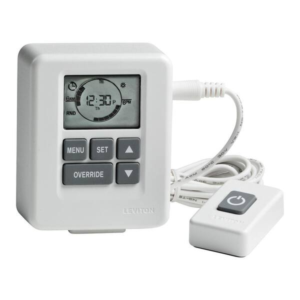 Leviton 1000-Watt Advanced Digital Plug-In Timer with 6 ft. Tethered Remote, Grounded Plug and Receptacle - White