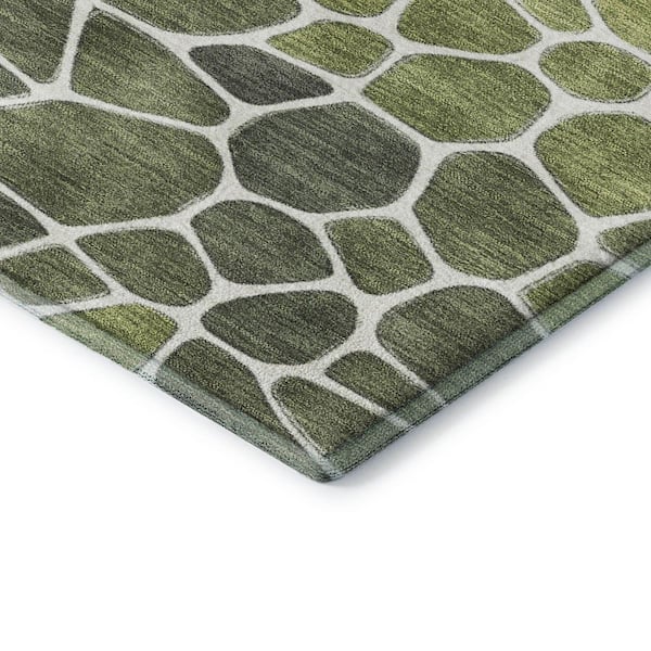 Mayfield Premium Machine Washable Abstract AMF2190 Green 5 ft. x 7 ft. 6 in. Area Rug